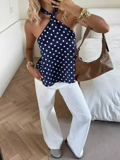 Polka Riviera Halter Top 🫐
